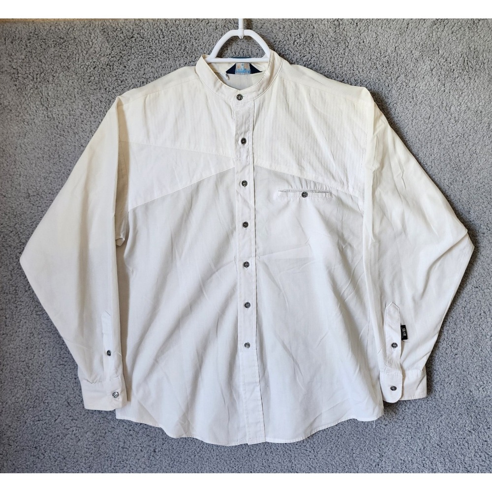 Brooks & Dunn Panhandle Slim Western Shirt Mens 16 35/36 ML Cream Banded Collar